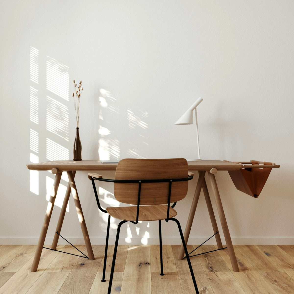 Solid wood desk and chair built from a DIY furniture plan